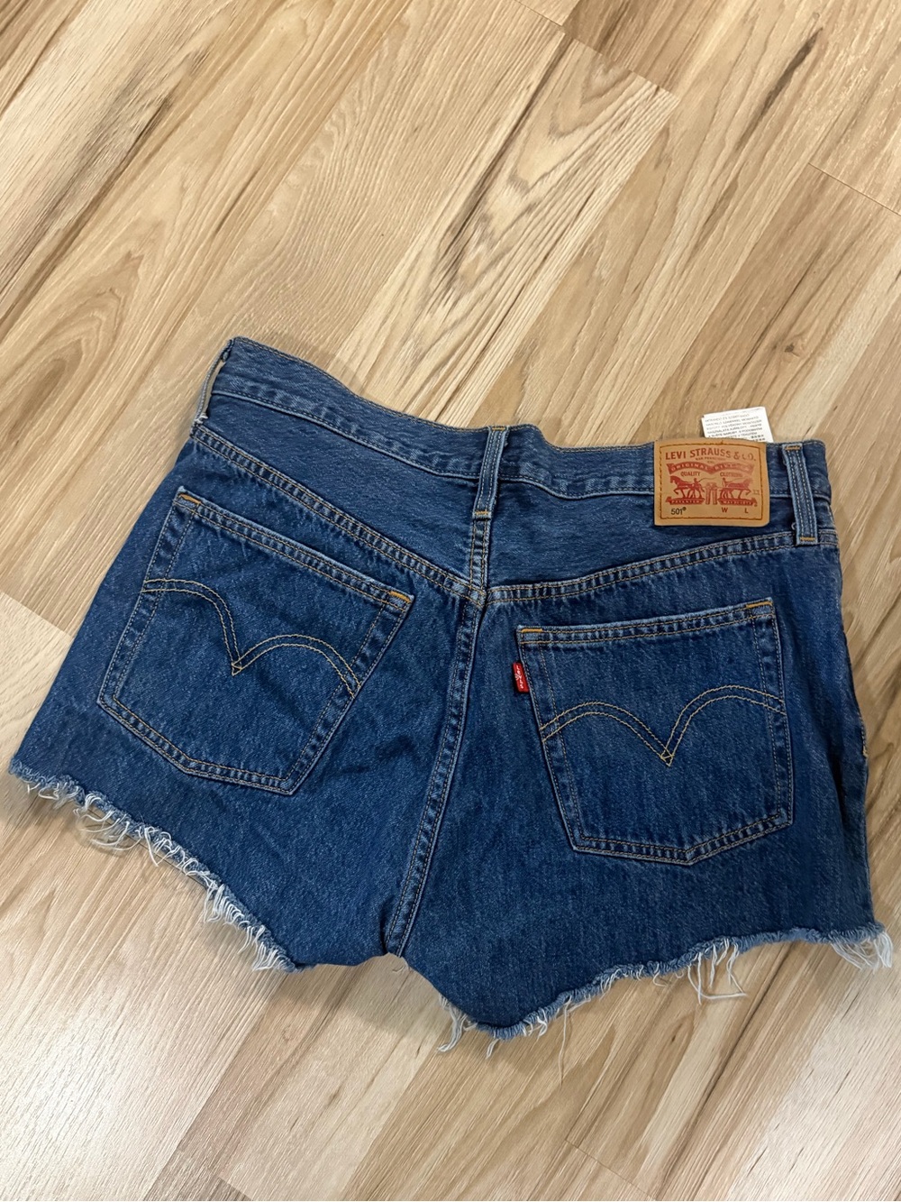 Levi’s 501 Dark Wash Denim Distressed Shorts